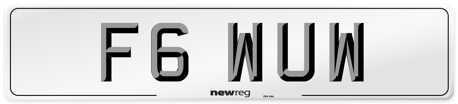 F6 WUW Number Plate from New Reg